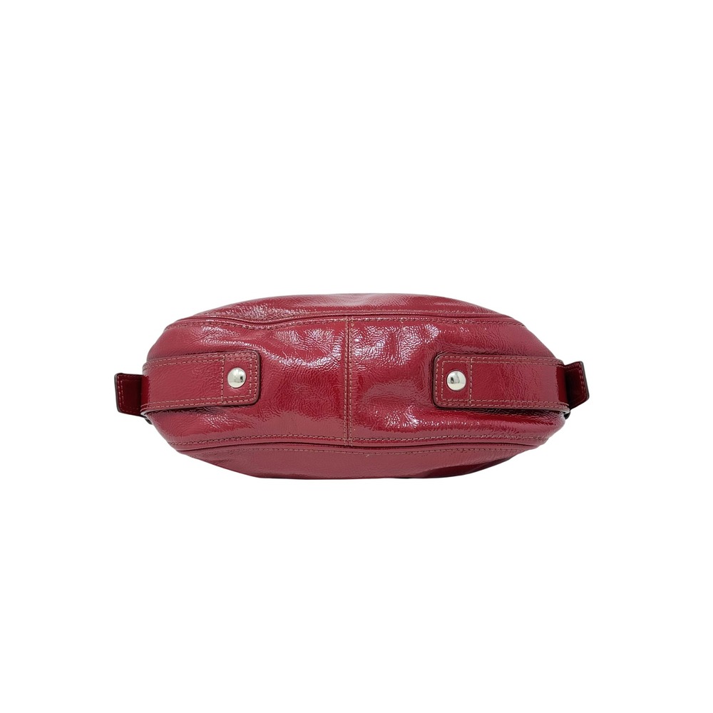 Coach Zoe Red Patent Leather Hobo Shoulder Bag F12735 Y2K Silver Hardware - Picture 6 of 12